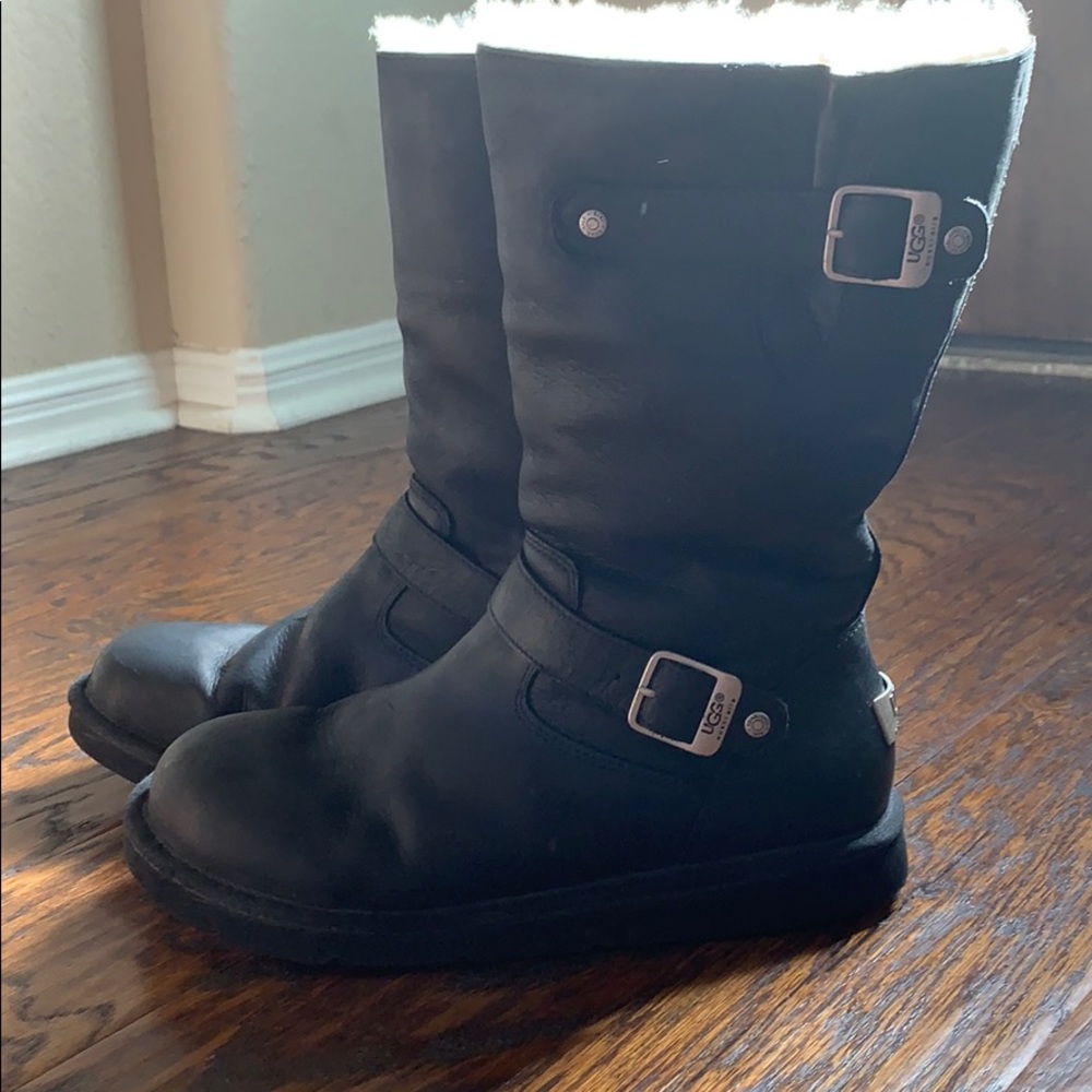 UGG Kensington Moto Leather Buckle Boots